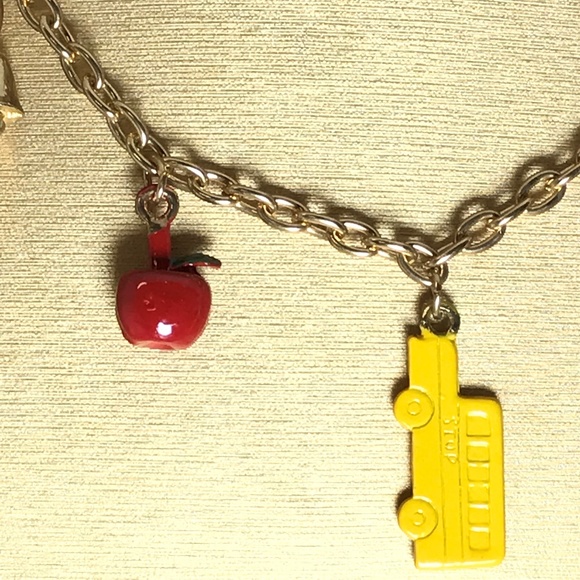 Vintage Teacher School Charm Gold Tone Necklace - Picture 3 of 6
